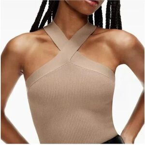 Taupe cross tank top
